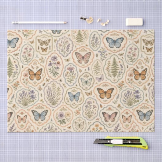 Vintage geïnspireerde gemengde botanicals & vlinde tissuepapier (Craft)