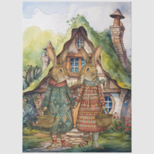 Vintage geïnspireerde grillige konijnen & cottage tissuepapier