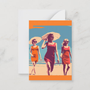 Vintage geïnspireerde, retro strand scène notitiekaartje