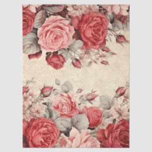 Vintage geïnspireerde roze en rode rozen vlinders tissuepapier