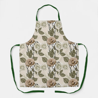 Vintage geïnspireerde sepia rozen met groene blade schort
