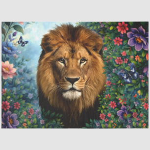 Vintage geïnspireerde tropische jungle leeuw decou tissuepapier
