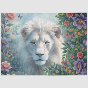 Vintage geïnspireerde tropische jungle witte leeuw tissuepapier