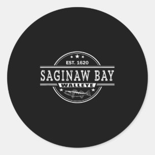 Vintage geïnspireerde Walleye vissen Saginaw Bay Ronde Sticker