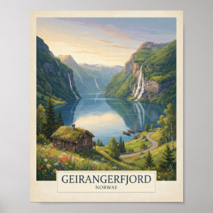 Vintage Geirangerfjord Noorwegen Reisposter Norw Poster