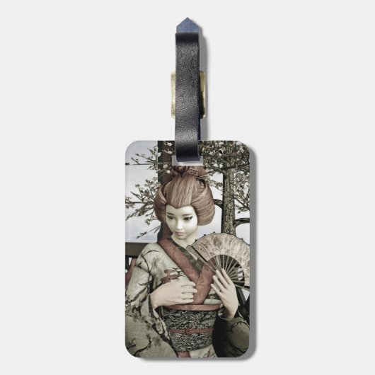Vintage Geisha Bagagelabel (Achterkant verticaal)
