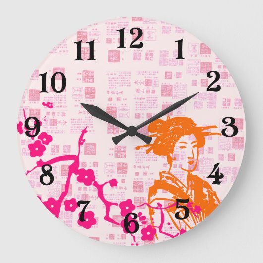 Vintage Geisha Collage Grote Klok (Voorkant)