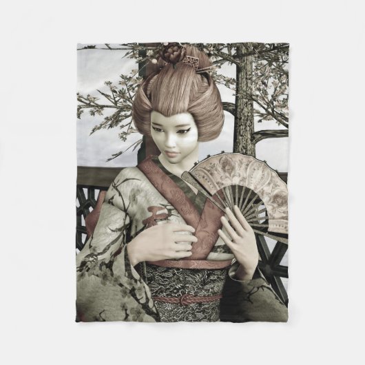 Vintage Geisha Fleece Deken (Voorkant)