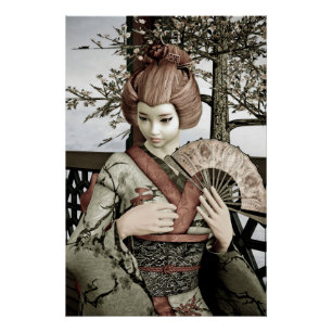 Vintage Geisha Perfect Poster