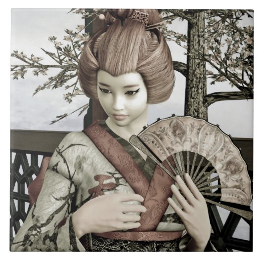 Vintage Geisha Tegeltje (Voorkant)