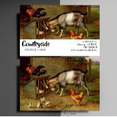Vintage geitenpoester en kippen landbouwhuisdieren visitekaartje