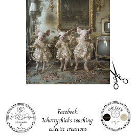 Vintage geklede biggetjes touwtjespringen decoupag tissuepapier