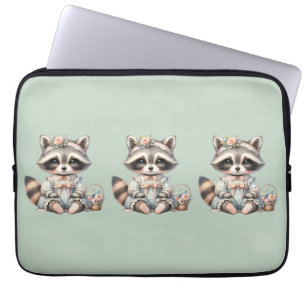 Vintage Geklede Cottagecore Wasbeer Pastel Laptop Sleeve