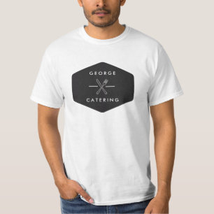 Vintage Gekruist Mes Vork Logo Catering Bedrijf  T-shirt