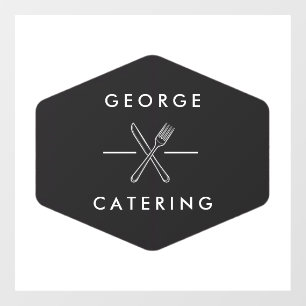 Vintage Gekruist Vork Mes Logo Catering Bedrijf  Raamsticker