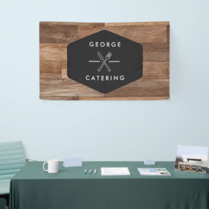 Vintage Gekruiste Vork Mes Logo Catering Bedrijf Spandoek