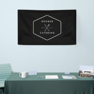 Vintage Gekruiste Vork Mes Logo Catering Bedrijf Spandoek