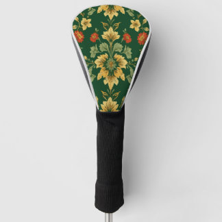 Vintage Gele Bloem Klassieke Groene Golfstijl Golfheadcover