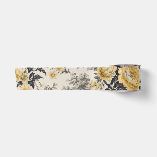 vintage gele bloemen lint (Voorkant)