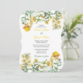 Vintage gele Waterverf Floral Botanical Wedding Kaart (Staand voorkant)