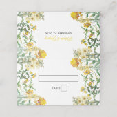 Vintage gele Waterverf Floral Botanical Wedding Plaatskaartje (Buitenkant ongevouwen)