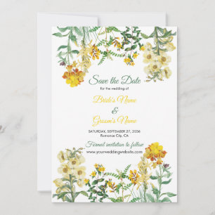 Vintage gele Waterverf Floral Botanical Wedding Save The Date