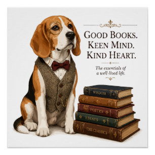 Vintage Geleerde Beagle Bibliothecaris Kunst Perfect Poster