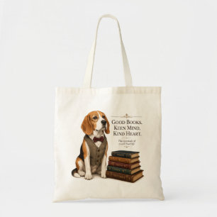 Vintage Geleerde Beagle Bibliothecaris Kunst Tote Bag