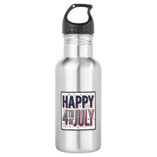Vintage Gelukkig 4 juli Patriottisch Shirt Ontwerp Waterfles