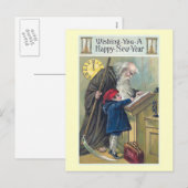 vintage "Gelukkig nieuwjaar" Feestdagenkaart (Voorkant / Achterkant)