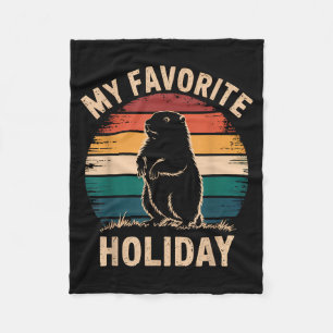 Vintage Gelukkige Groundhog Day 2025 Grappige Wood Fleece Deken