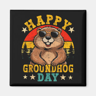 Vintage Gelukkige Groundhog Day Dierenliefhebber M Magneet