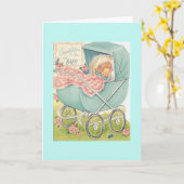 Vintage - Gelukwensen aan u & Baby, Kaart (Gele Bloem)