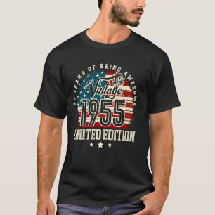 Vintage Gemaakt in 1955 Amerikaanse Vlag 70e Verja T-shirt