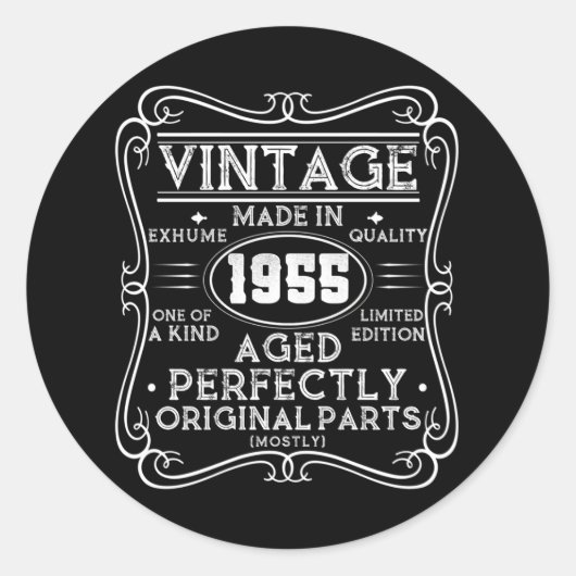 Vintage gemaakt in 1955 Retro Classic Ronde Sticker (Voorkant)