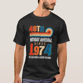 Vintage gemaakt in 1974 48ste verjaardag De legend T-shirt