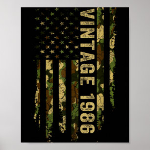 Vintage Gemaakt in 1986 Amerikaanse Vlag 40e Verja Poster