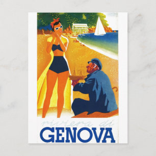 Vintage Genova Italy Tourism Briefkaart