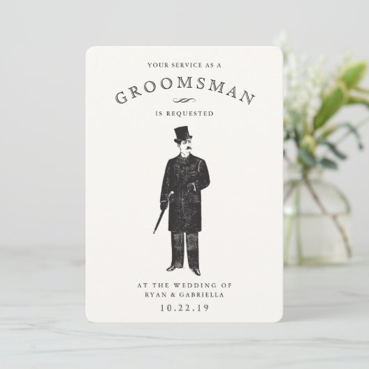 Vintage Gent | Groomsman-verzoekkaart Kaart (Staand voorkant)