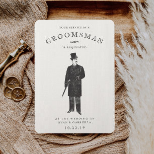 Vintage Gent Groomsman-verzoekkaart Kaart