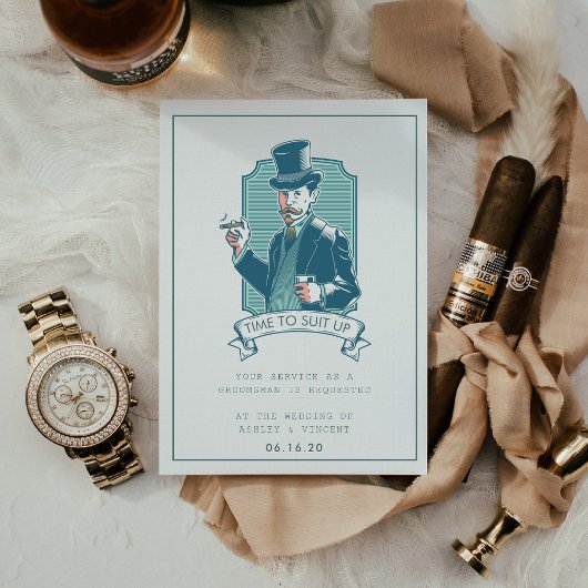 Vintage Gentleman | Groomsman-verzoekkaart Kaart