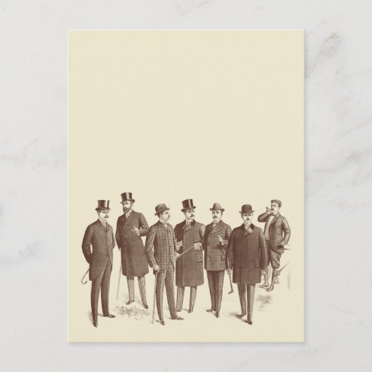 Vintage Gentlemen 1800 Mannen Mode bruin beige Briefkaart (Voorkant)