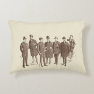 Vintage Gentlemen 1800 Mannen Mode bruin beige Decoratief Kussen