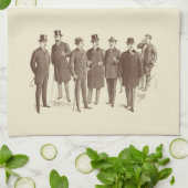 Vintage Gentlemen 1800 Mannen Mode bruin beige Theedoek (Gevouwen)
