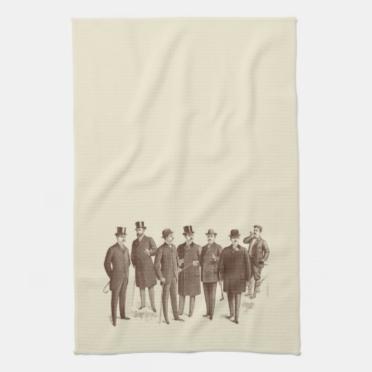 Vintage Gentlemen 1800 Mannen Mode bruin beige Theedoek (Verticaal)