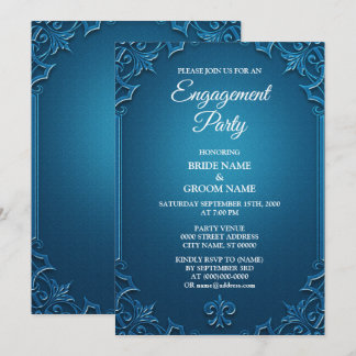 Vintage Geometric Teal Turquoise Engagement party Kaart