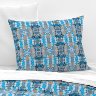 Vintage geometrisch blauw en grijs M-formaat patro Kussensloop