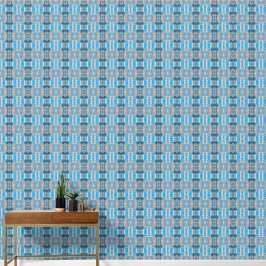 Vintage geometrisch blauw en grijs S-formaat patro Behang