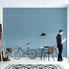 Vintage geometrisch blauw en grijs XS-formaat patr Behang