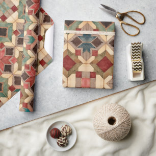 vintage geometrisch quiltblok kunstpatroon * cadeaupapier